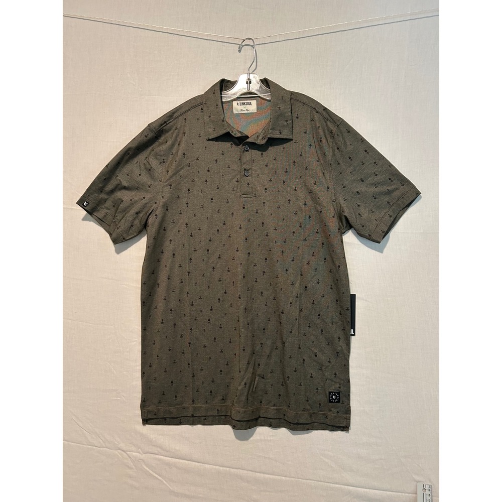 Linksoul Mens Tempus Fugit Performance Polo Shirt Evergreen Signs LS1383P M NEW